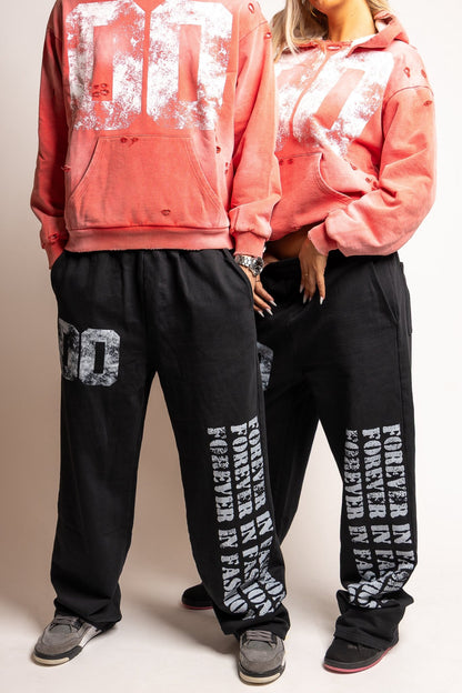 FOREVER “00” BAGGY SWEATPANTS (BLACK) - Forever in fashion