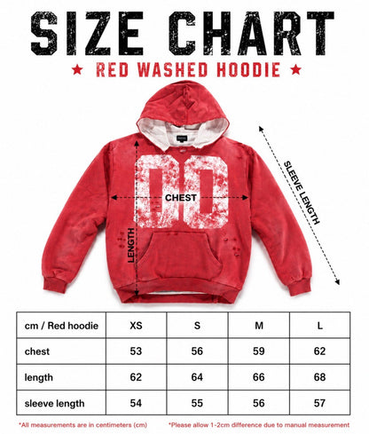 FOREVER “00” WASHED HOODIE (RED) - Forever in fashion