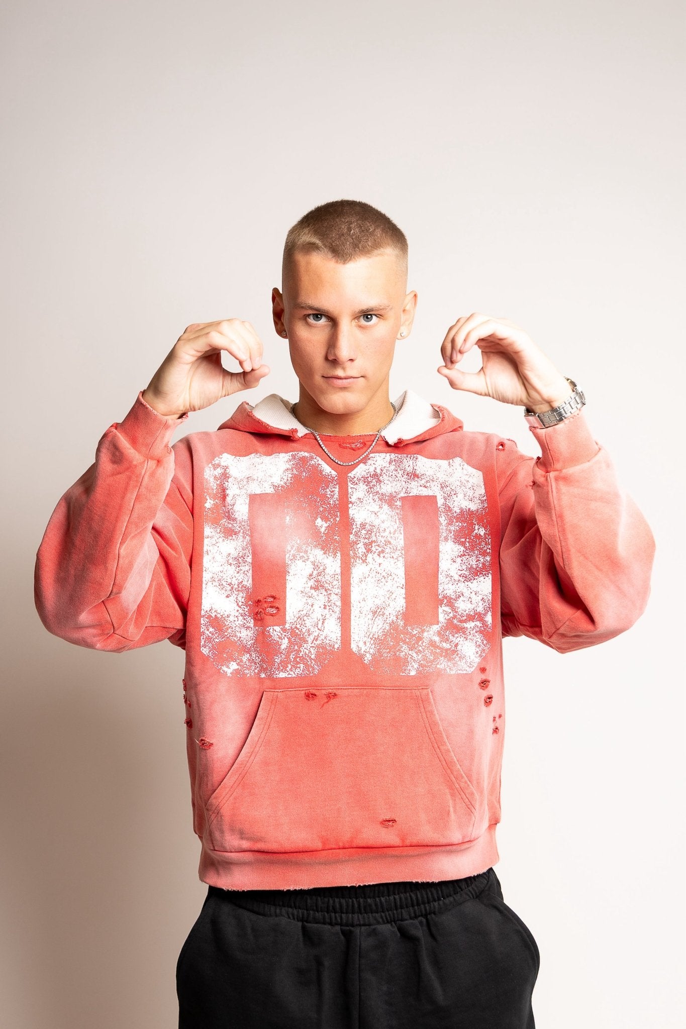 FOREVER “00” WASHED HOODIE (RED) - Forever in fashion
